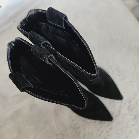 NEW Nine West Wilton Black Suede Leather Slouchy Block Heel Point Toe Dress Boot - Picture 4 of 9